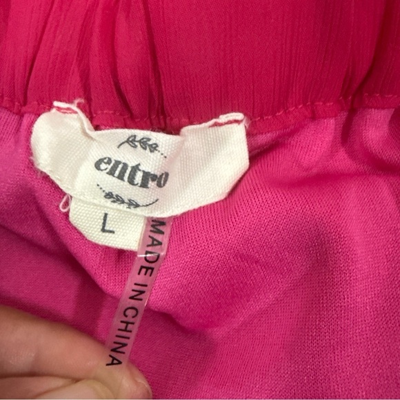 Entro Red Embroidered Strappy Lined Women's Tank Top Size Large - Picture 4 of 7